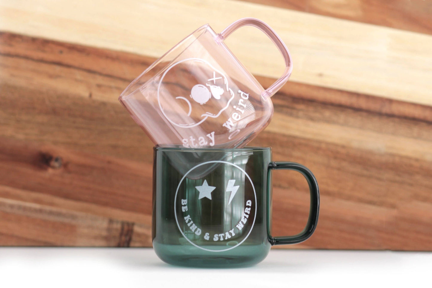 Be Kind & Stay Weird Glass Mug – 12oz