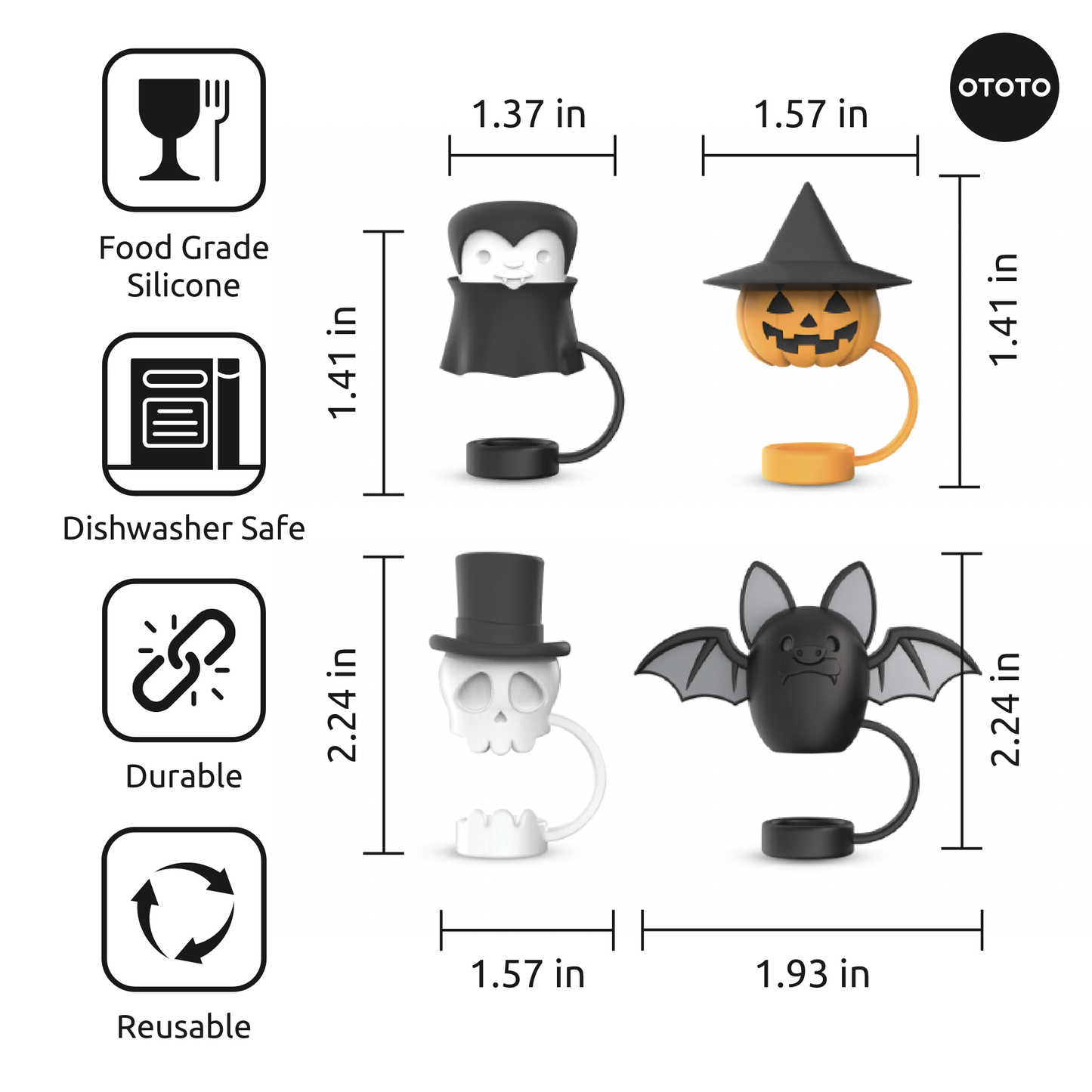 Boo Team Halloween Straw Topper Set