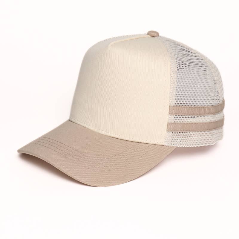 Custom Embroidered Retro Stripe Mesh Trucker Hat