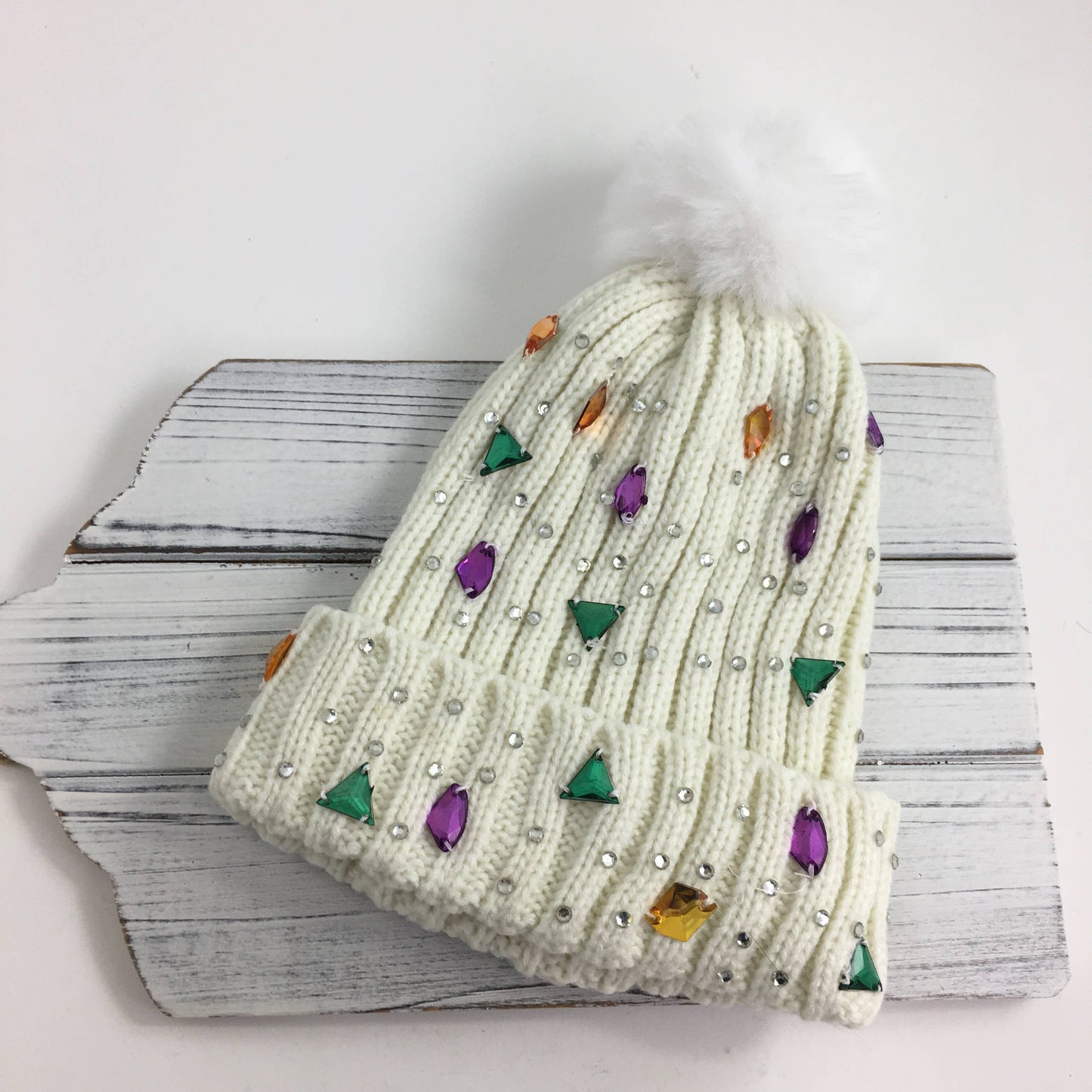 Mardi Gras Gemstone Beanie