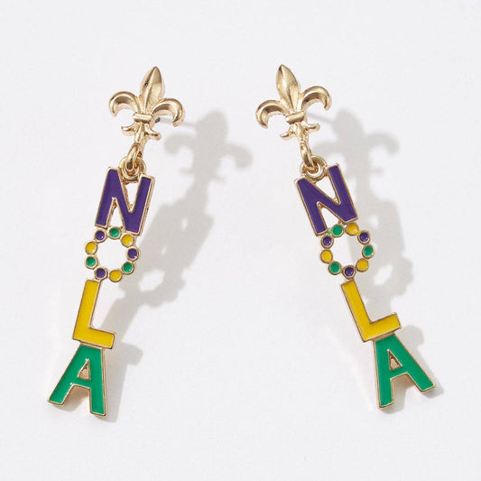 Mardi Gras NOLA Enamel Post Earrings