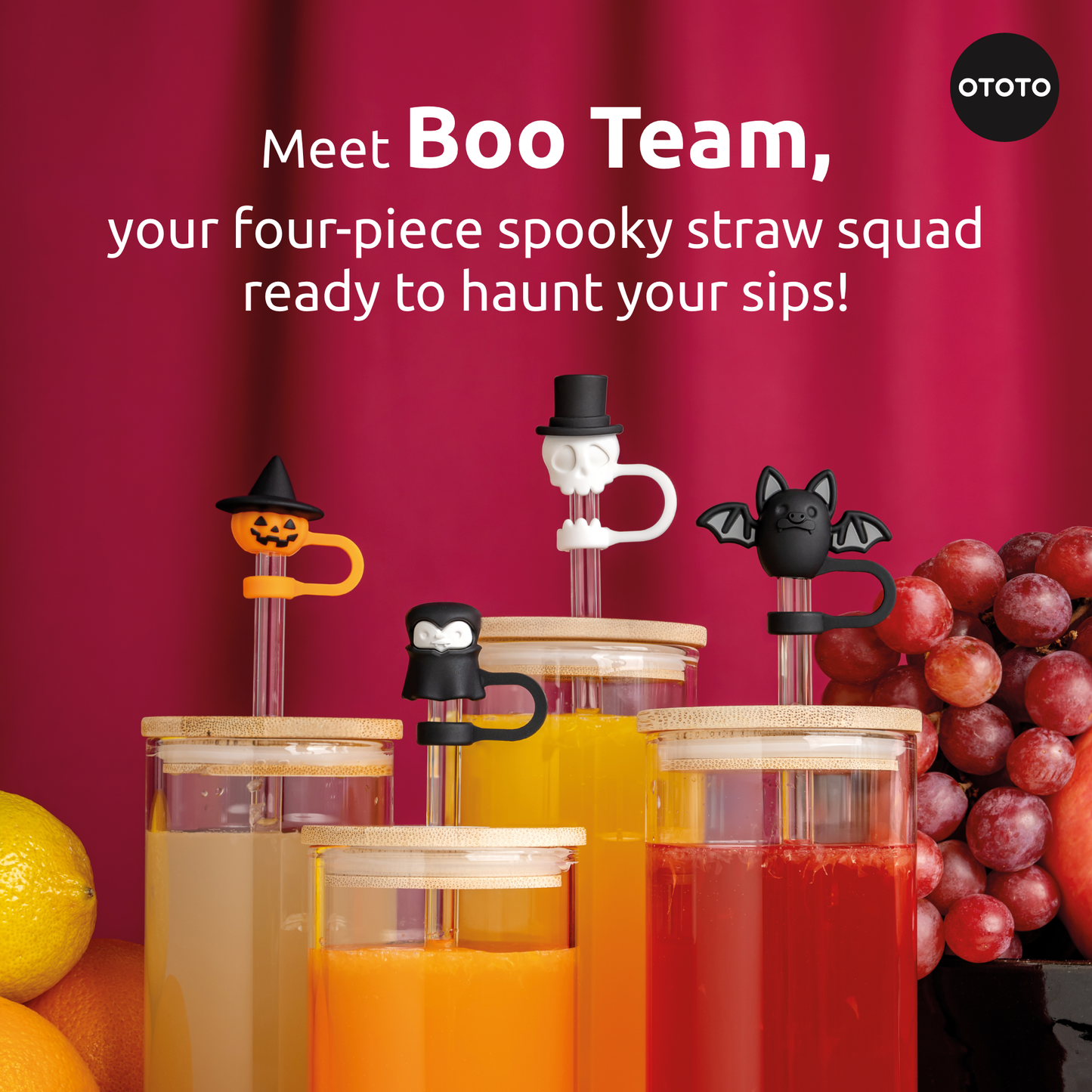 Boo Team Halloween Straw Topper Set