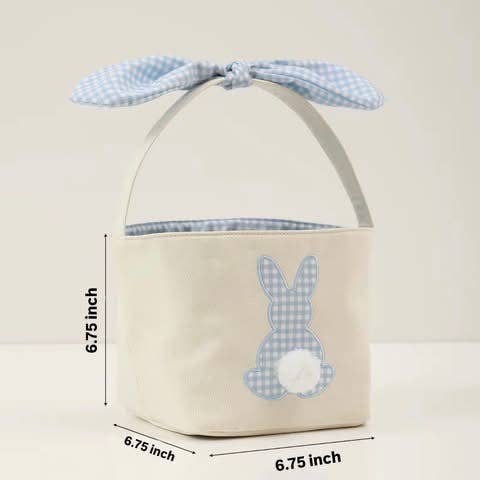 Custom Embroidered Gingham Bunny Easter Basket – Personalized Keepsake