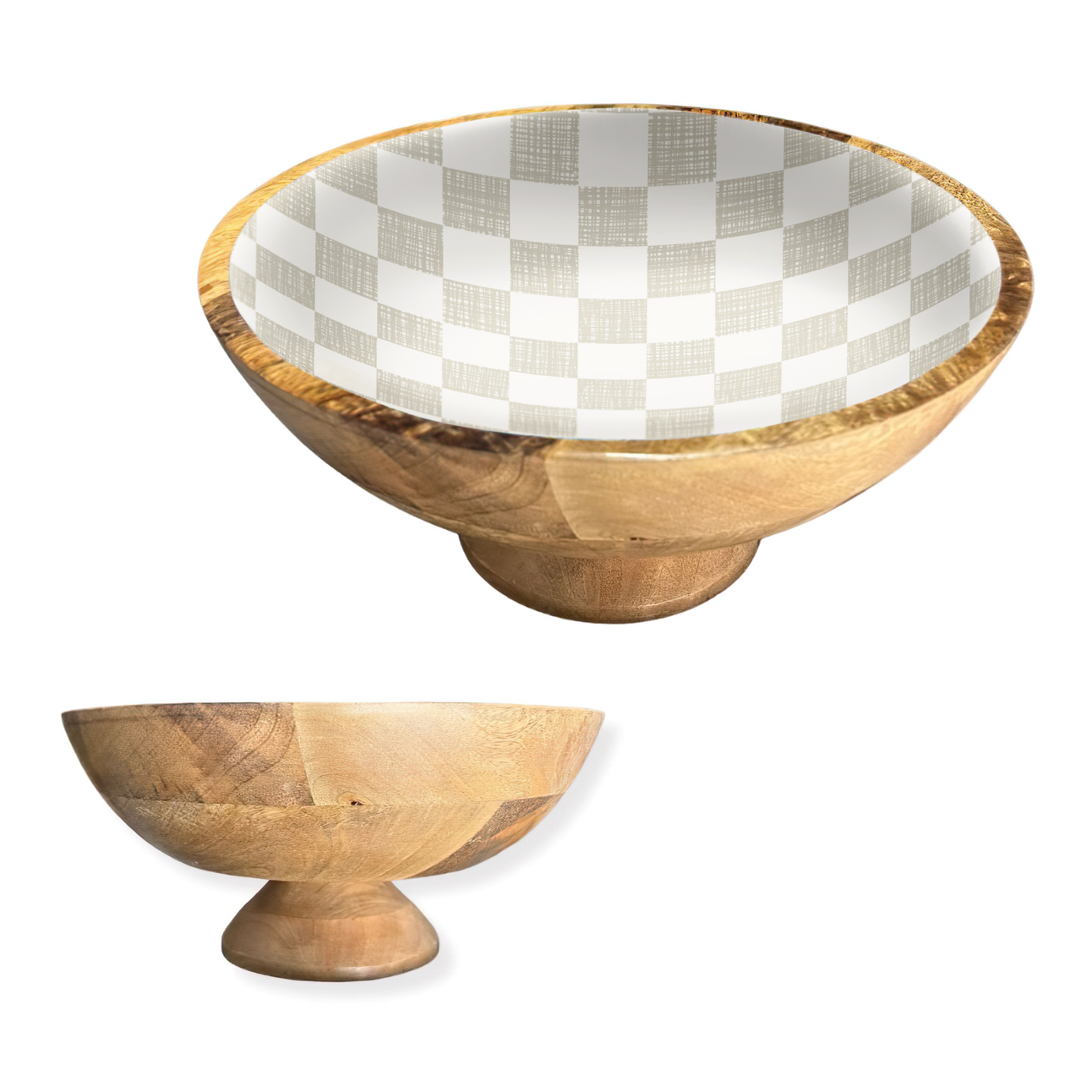 Neutral Check Footed Mango Bowl