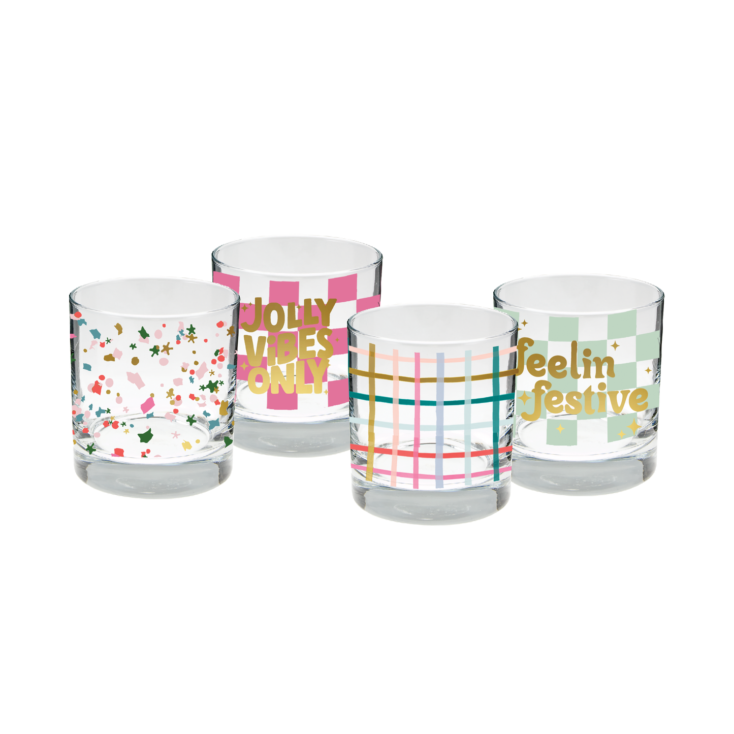 Holiday Glass Rocks Set