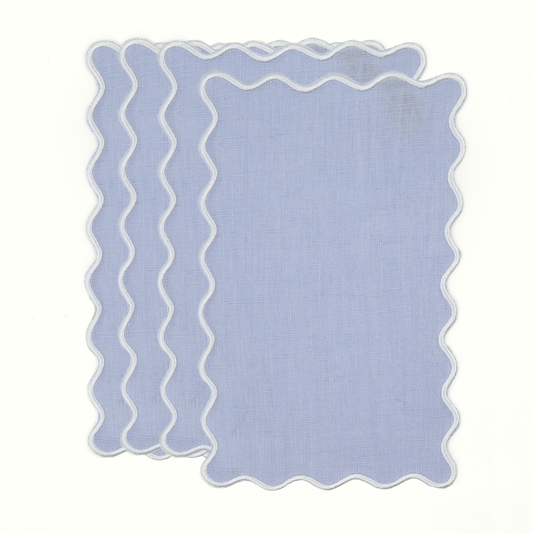 Powder Blue Linen Rectangle Cocktail Napkins