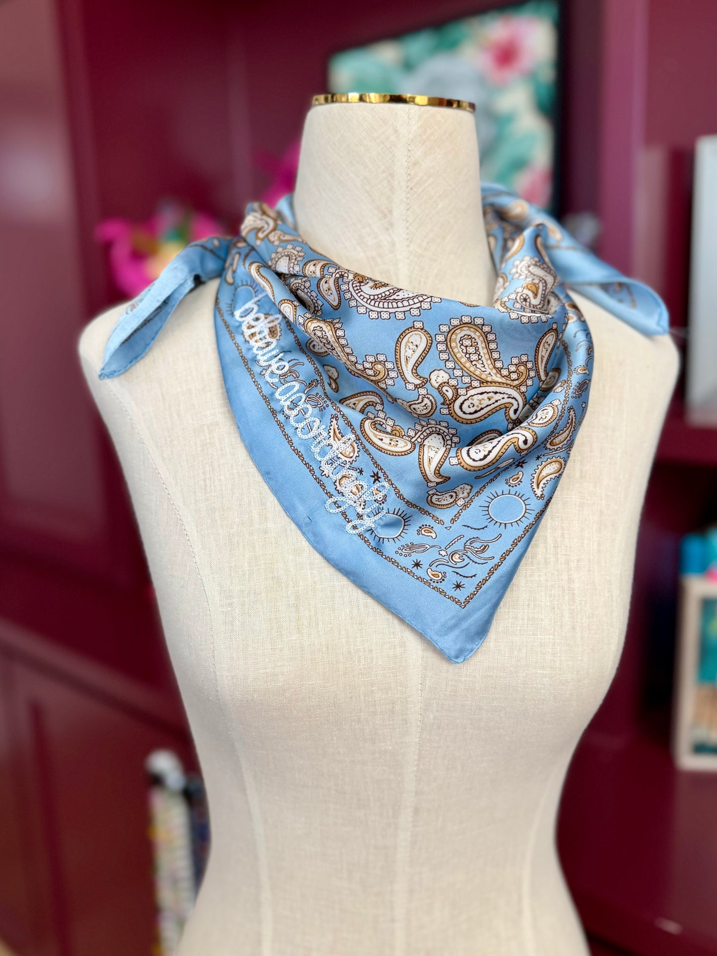 Classic Paisley Silk-Feel Scarf Bandana