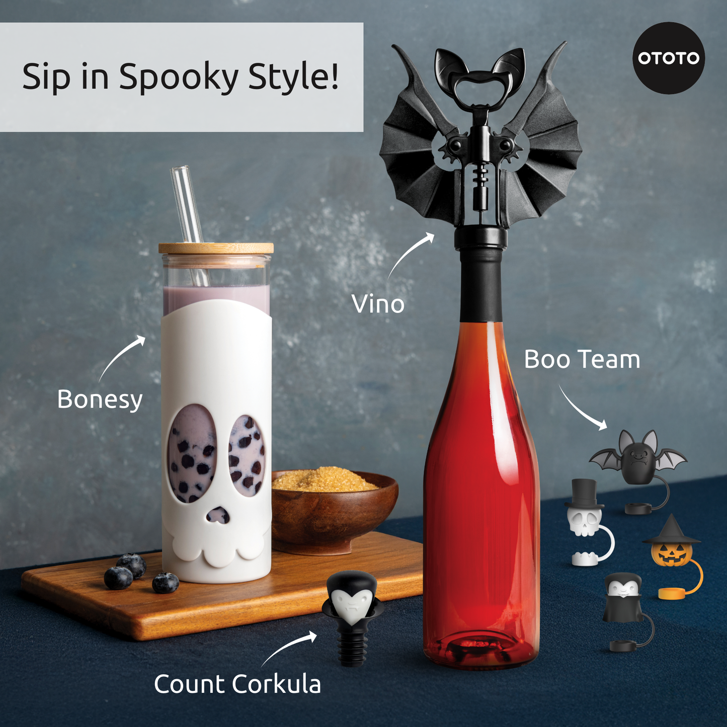 Boo Team Halloween Straw Topper Set