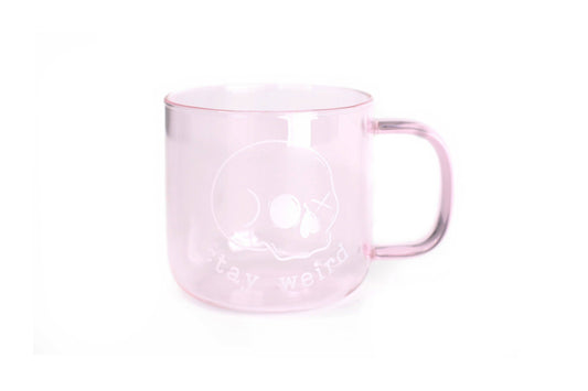 Stay Weird Skull Glass Mug – 12oz