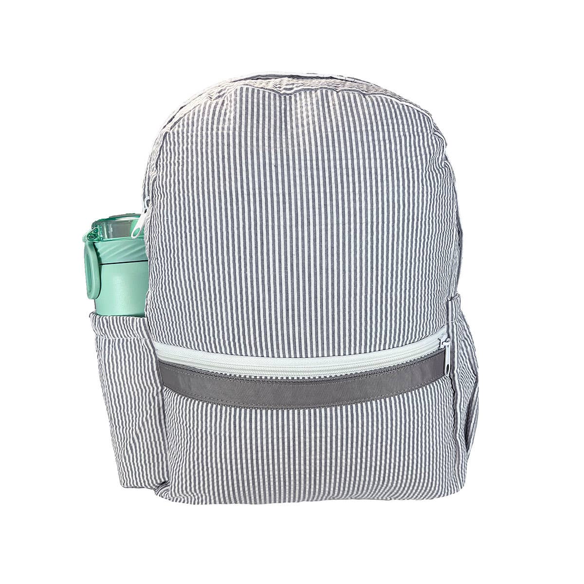 Grey Seersucker Medium Backpack