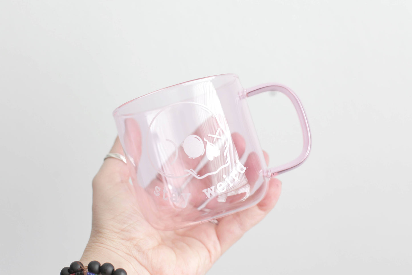 Stay Weird Skull Glass Mug – 12oz