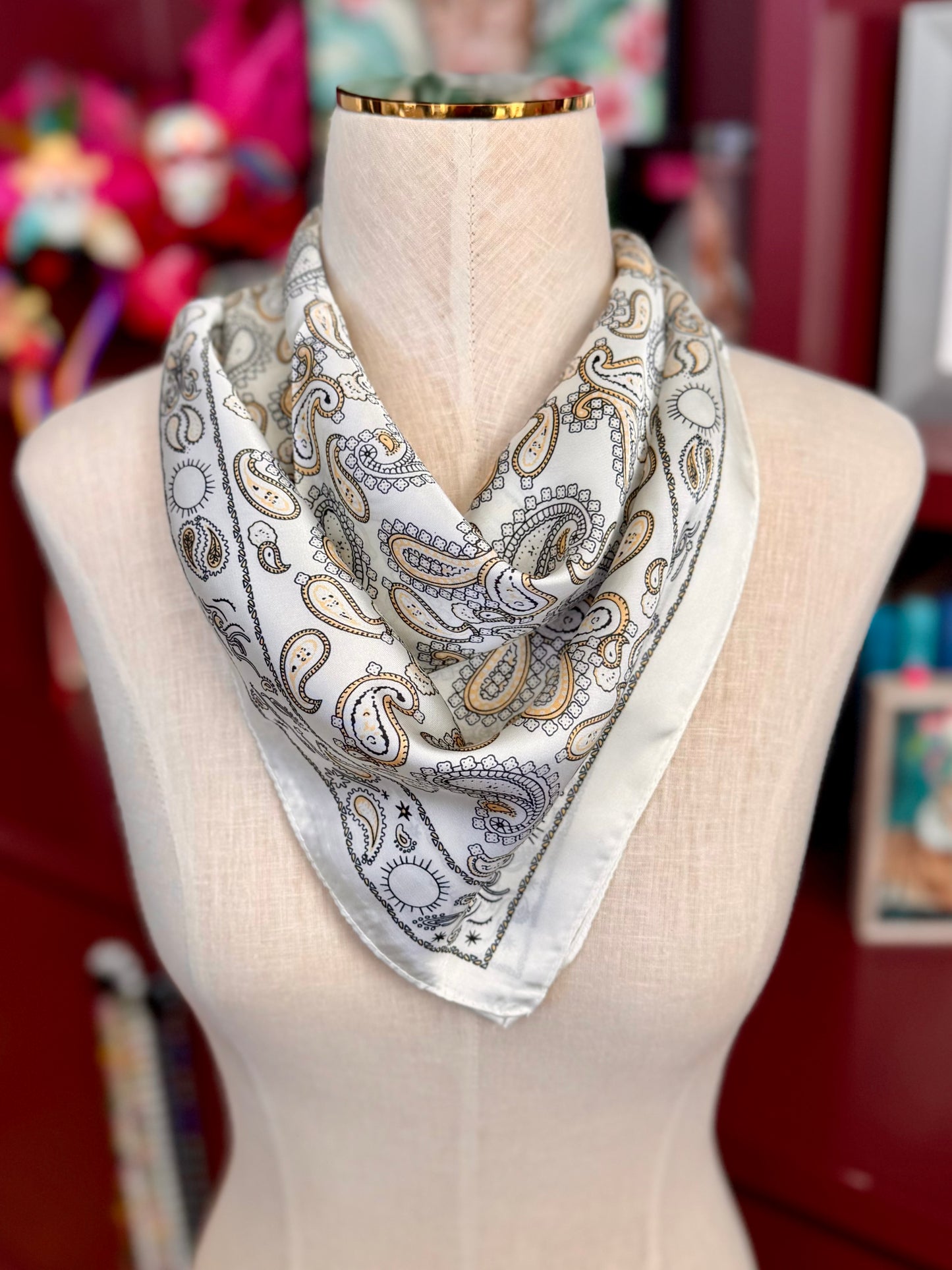 Classic Paisley Silk-Feel Scarf Bandana