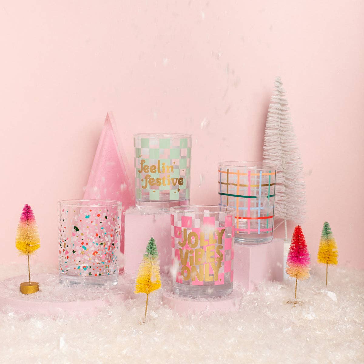 Holiday Glass Rocks Set