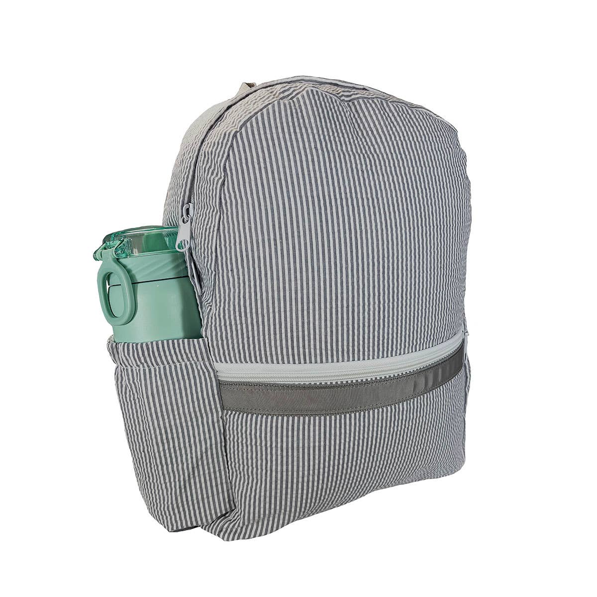 Grey Seersucker Medium Backpack
