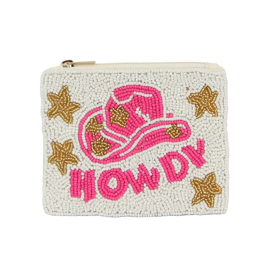 Seed Beaded “Howdy” Mini Pouch