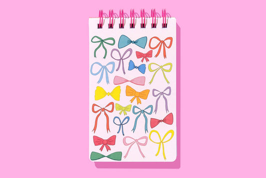 Small Spiral Top Notebook - Colorful Bows - 200 Pages