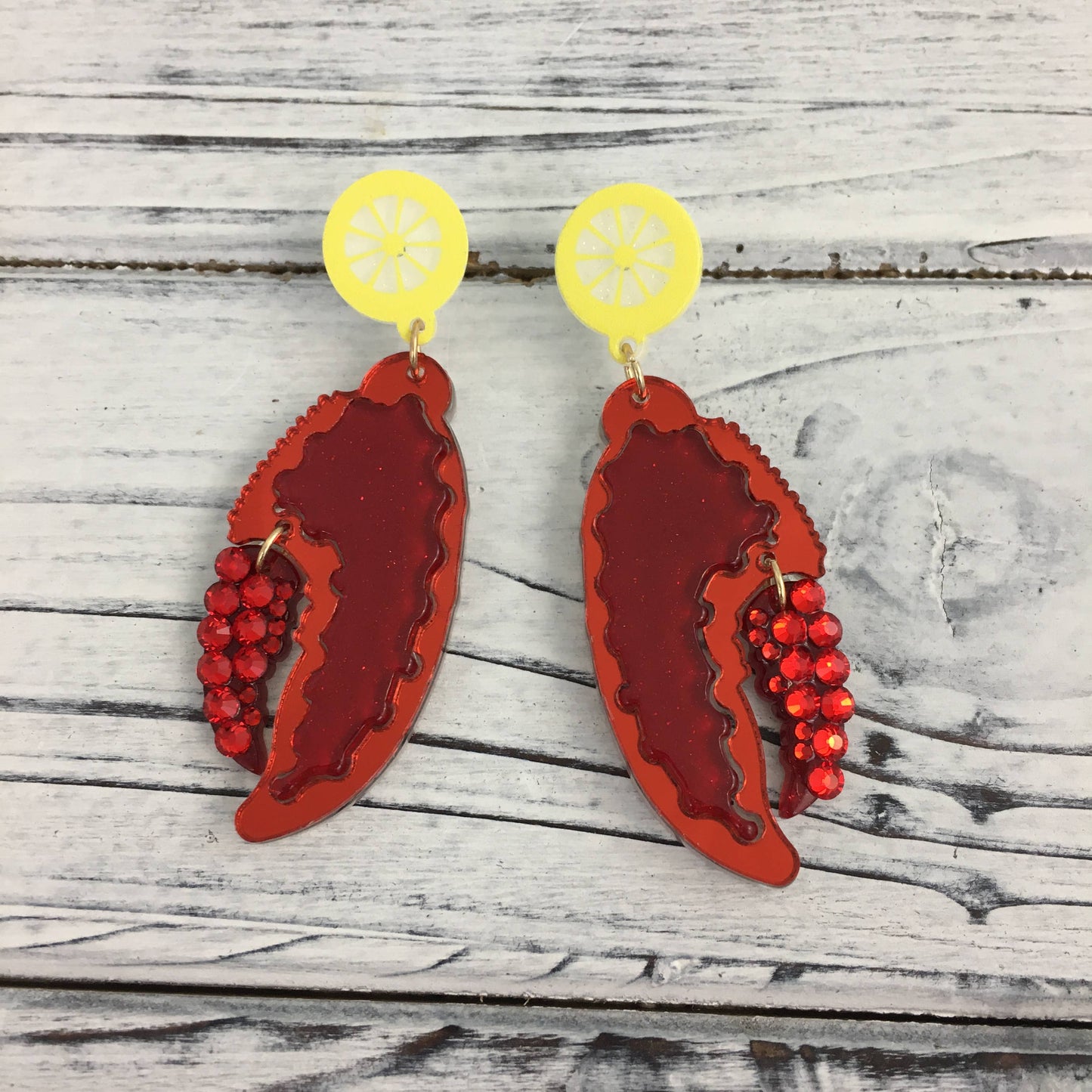 Crawfish Claw and Lemon Earrings