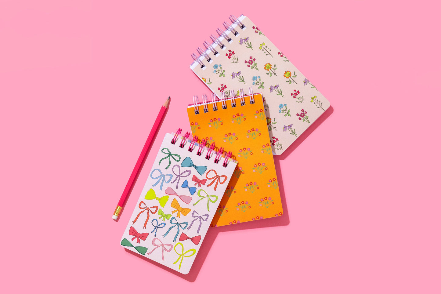 Small Spiral Top Notebook - Colorful Bows - 200 Pages